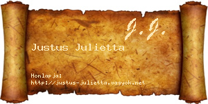 Justus Julietta névjegykártya